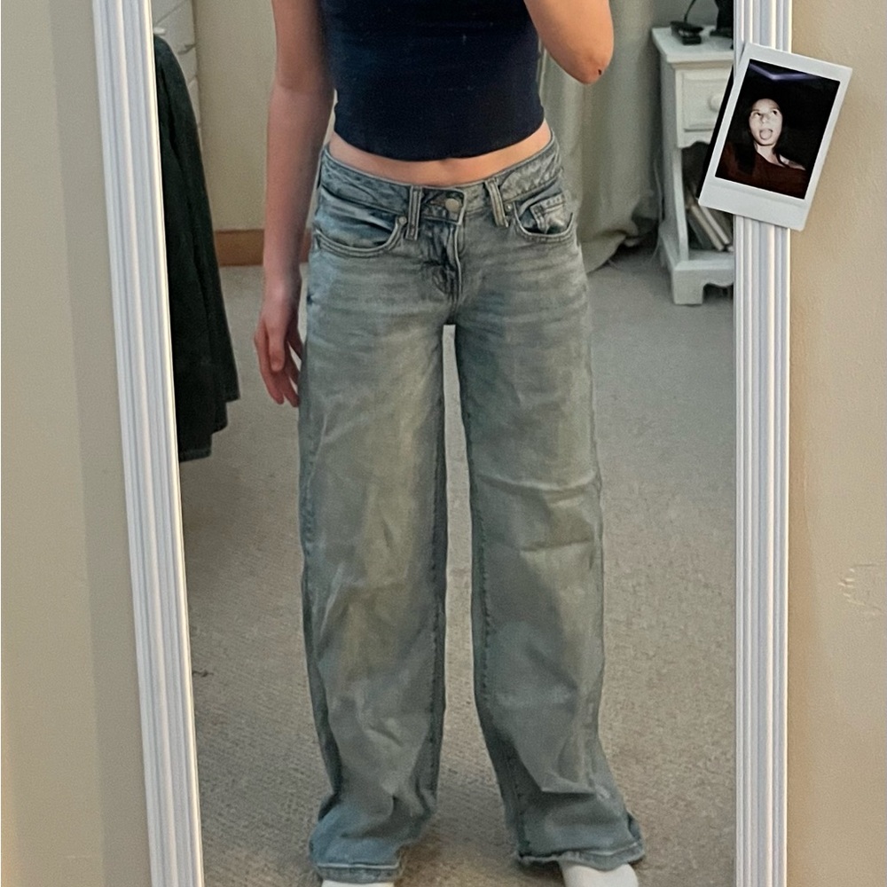 Women's Blue Low Rise Baggy Jeans